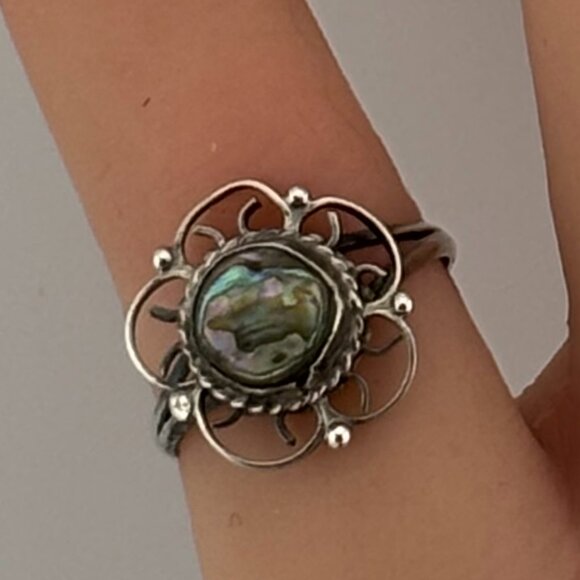 Vintage 925 Silver Abalone Ring - Picture 3 of 4